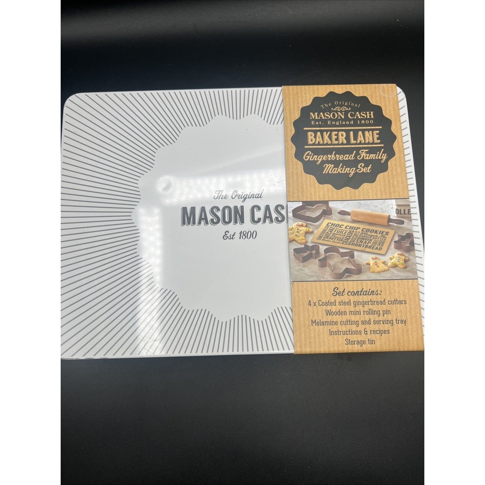 The Original Mason Cash Baker Lane Gingerbread Cookie Cutter Stamp Set Holiday